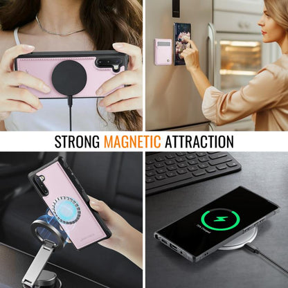 For Samsung Galaxy Note10+ JEEHOOD J06 British Style RFID MagSafe Card Bag PU Phone Case(Pink) - Galaxy Phone Cases by JEEHOOD | Online Shopping UK | buy2fix