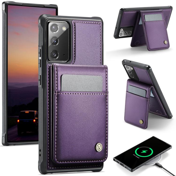 For Samsung Galaxy Note20 JEEHOOD J06 British Style RFID MagSafe Card Bag PU Phone Case(Purple) - Galaxy Note20 Cases by JEEHOOD | Online Shopping UK | buy2fix