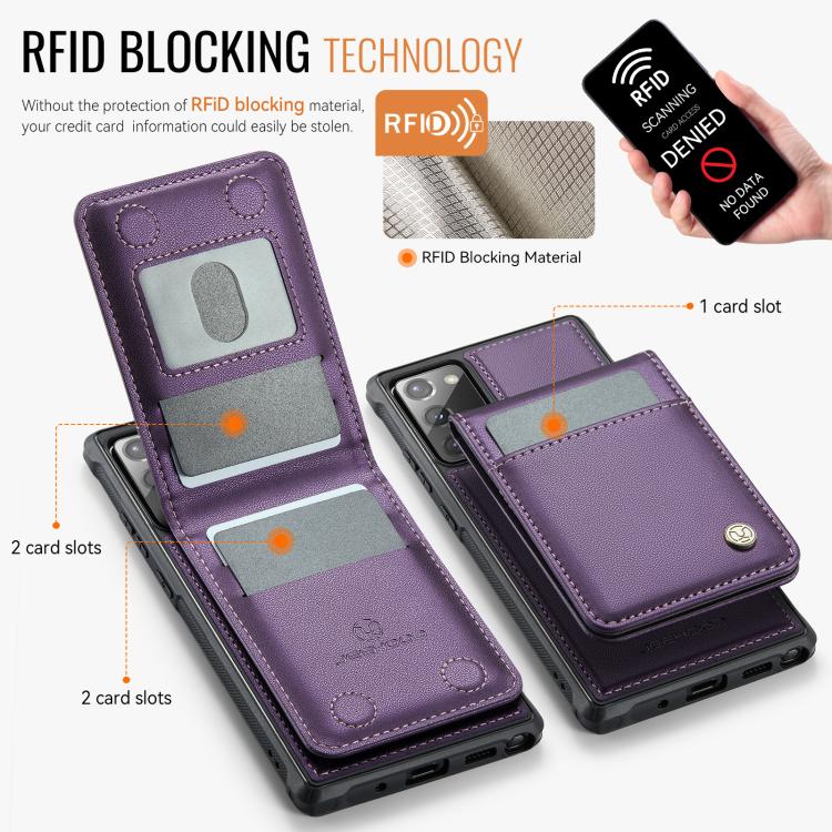 For Samsung Galaxy Note20 JEEHOOD J06 British Style RFID MagSafe Card Bag PU Phone Case(Purple) - Galaxy Note20 Cases by JEEHOOD | Online Shopping UK | buy2fix