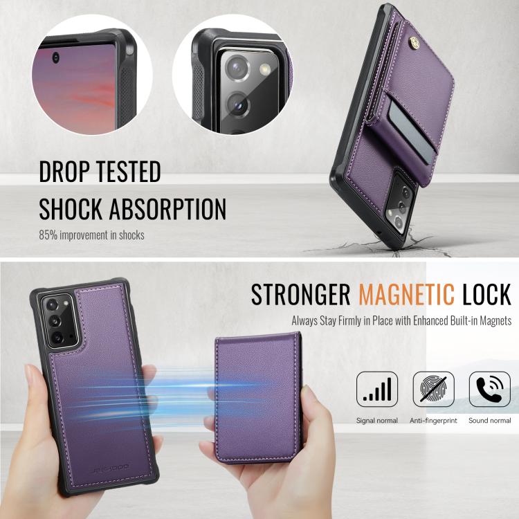 For Samsung Galaxy Note20 JEEHOOD J06 British Style RFID MagSafe Card Bag PU Phone Case(Purple) - Galaxy Note20 Cases by JEEHOOD | Online Shopping UK | buy2fix
