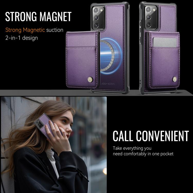 For Samsung Galaxy Note20 JEEHOOD J06 British Style RFID MagSafe Card Bag PU Phone Case(Purple) - Galaxy Note20 Cases by JEEHOOD | Online Shopping UK | buy2fix