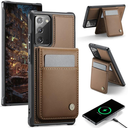 For Samsung Galaxy Note20 JEEHOOD J06 British Style RFID MagSafe Card Bag PU Phone Case(Brown) - Galaxy Note20 Cases by JEEHOOD | Online Shopping UK | buy2fix