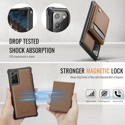 For Samsung Galaxy Note20 JEEHOOD J06 British Style RFID MagSafe Card Bag PU Phone Case(Brown) - Galaxy Note20 Cases by JEEHOOD | Online Shopping UK | buy2fix