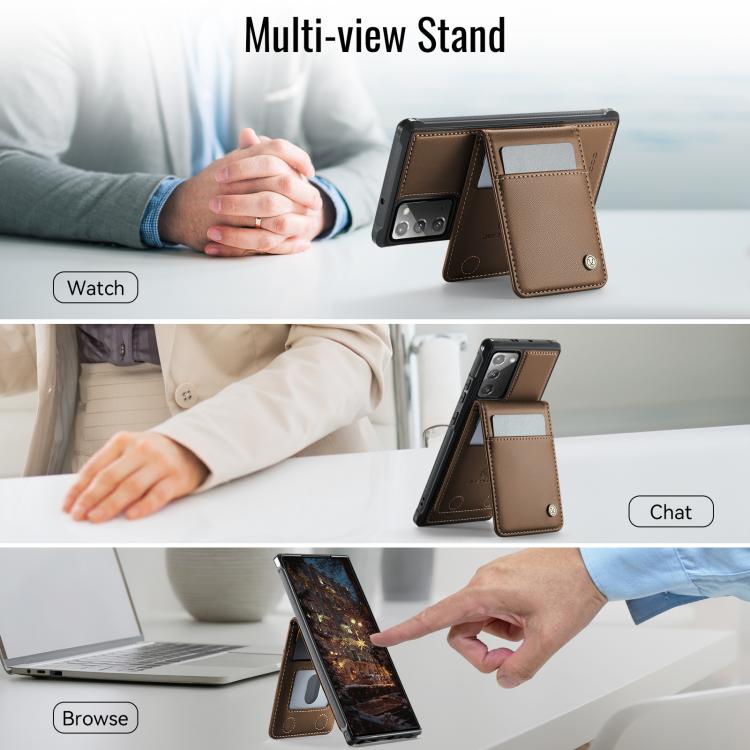 For Samsung Galaxy Note20 JEEHOOD J06 British Style RFID MagSafe Card Bag PU Phone Case(Brown) - Galaxy Note20 Cases by JEEHOOD | Online Shopping UK | buy2fix