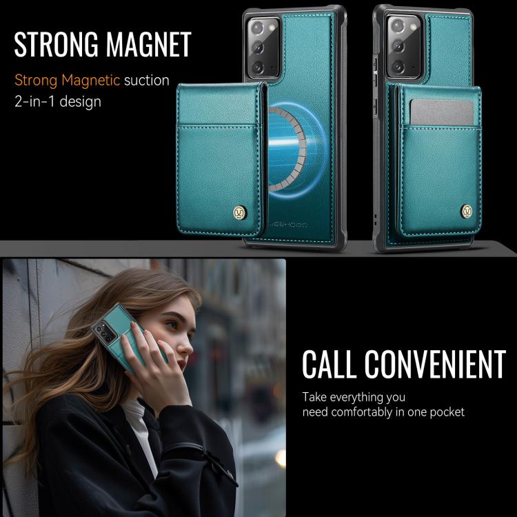 For Samsung Galaxy Note20 JEEHOOD J06 British Style RFID MagSafe Card Bag PU Phone Case(Green) - Galaxy Note20 Cases by JEEHOOD | Online Shopping UK | buy2fix