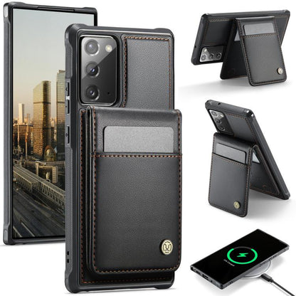 For Samsung Galaxy Note20 JEEHOOD J06 British Style RFID MagSafe Card Bag PU Phone Case(Black) - Galaxy Note20 Cases by JEEHOOD | Online Shopping UK | buy2fix