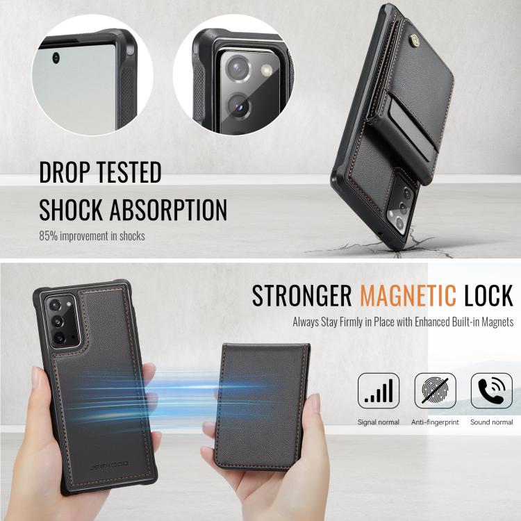 For Samsung Galaxy Note20 JEEHOOD J06 British Style RFID MagSafe Card Bag PU Phone Case(Black) - Galaxy Note20 Cases by JEEHOOD | Online Shopping UK | buy2fix
