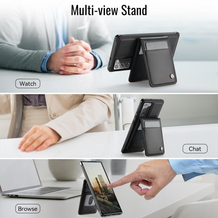 For Samsung Galaxy Note20 JEEHOOD J06 British Style RFID MagSafe Card Bag PU Phone Case(Black) - Galaxy Note20 Cases by JEEHOOD | Online Shopping UK | buy2fix