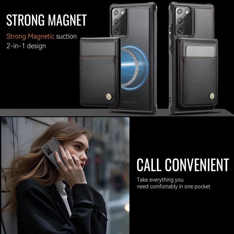 For Samsung Galaxy Note20 JEEHOOD J06 British Style RFID MagSafe Card Bag PU Phone Case(Black) - Galaxy Note20 Cases by JEEHOOD | Online Shopping UK | buy2fix