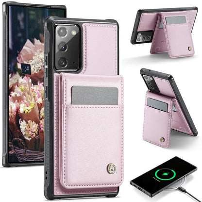 For Samsung Galaxy Note20 JEEHOOD J06 British Style RFID MagSafe Card Bag PU Phone Case(Pink) - Galaxy Note20 Cases by JEEHOOD | Online Shopping UK | buy2fix