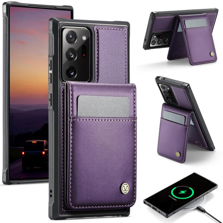 For Samsung Galaxy Note20 Ultra JEEHOOD J06 British Style RFID MagSafe Card Bag PU Phone Case(Purple) - Galaxy Note20 Ultra Cases by JEEHOOD | Online Shopping UK | buy2fix