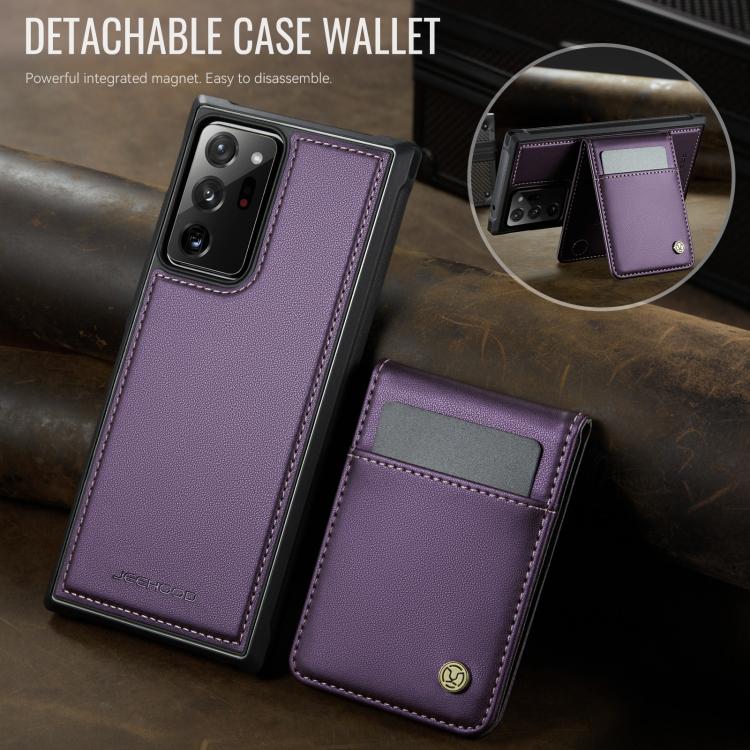 For Samsung Galaxy Note20 Ultra JEEHOOD J06 British Style RFID MagSafe Card Bag PU Phone Case(Purple) - Galaxy Note20 Ultra Cases by JEEHOOD | Online Shopping UK | buy2fix