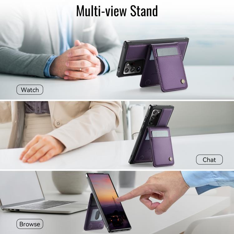 For Samsung Galaxy Note20 Ultra JEEHOOD J06 British Style RFID MagSafe Card Bag PU Phone Case(Purple) - Galaxy Note20 Ultra Cases by JEEHOOD | Online Shopping UK | buy2fix