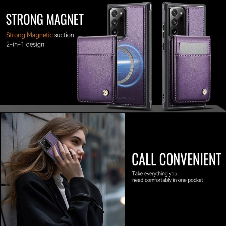 For Samsung Galaxy Note20 Ultra JEEHOOD J06 British Style RFID MagSafe Card Bag PU Phone Case(Purple) - Galaxy Note20 Ultra Cases by JEEHOOD | Online Shopping UK | buy2fix