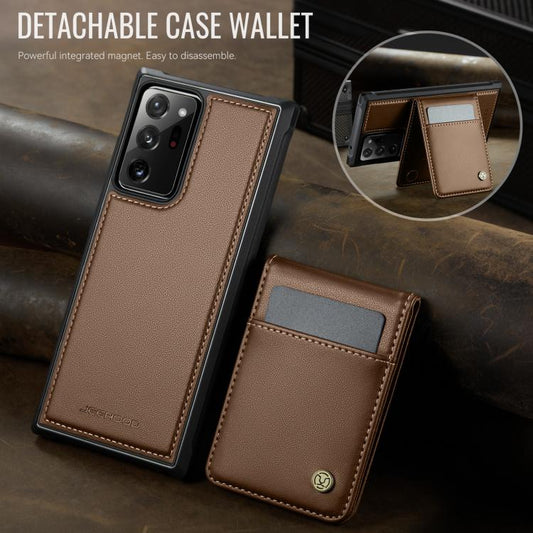 For Samsung Galaxy Note20 Ultra JEEHOOD J06 British Style RFID MagSafe Card Bag PU Phone Case(Brown) - Galaxy Note20 Ultra Cases by JEEHOOD | Online Shopping UK | buy2fix