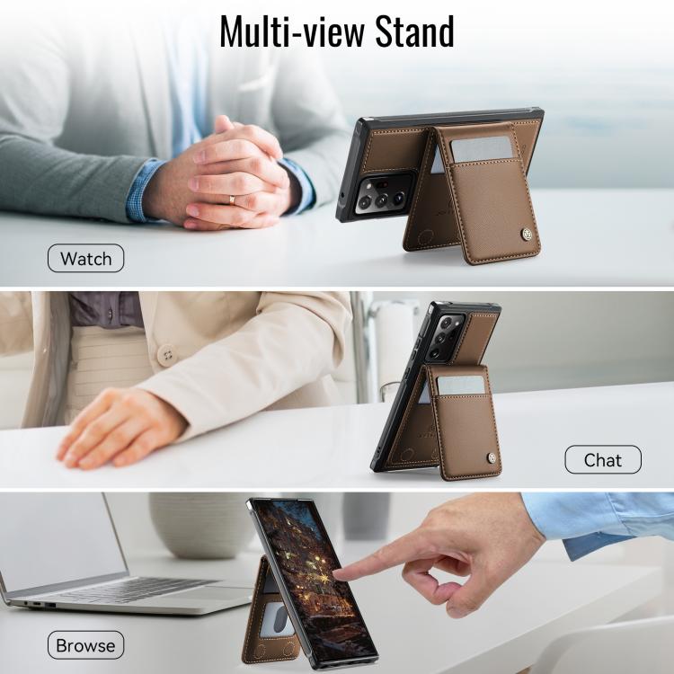 For Samsung Galaxy Note20 Ultra JEEHOOD J06 British Style RFID MagSafe Card Bag PU Phone Case(Brown) - Galaxy Note20 Ultra Cases by JEEHOOD | Online Shopping UK | buy2fix