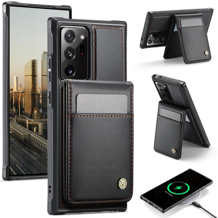 For Samsung Galaxy Note20 Ultra JEEHOOD J06 British Style RFID MagSafe Card Bag PU Phone Case(Black) - Galaxy Note20 Ultra Cases by JEEHOOD | Online Shopping UK | buy2fix