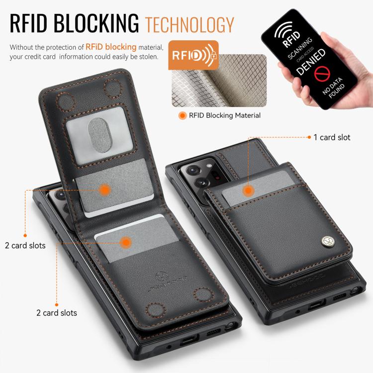 For Samsung Galaxy Note20 Ultra JEEHOOD J06 British Style RFID MagSafe Card Bag PU Phone Case(Black) - Galaxy Note20 Ultra Cases by JEEHOOD | Online Shopping UK | buy2fix