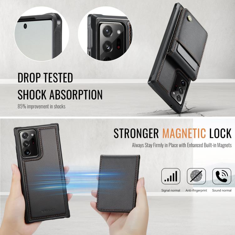 For Samsung Galaxy Note20 Ultra JEEHOOD J06 British Style RFID MagSafe Card Bag PU Phone Case(Black) - Galaxy Note20 Ultra Cases by JEEHOOD | Online Shopping UK | buy2fix