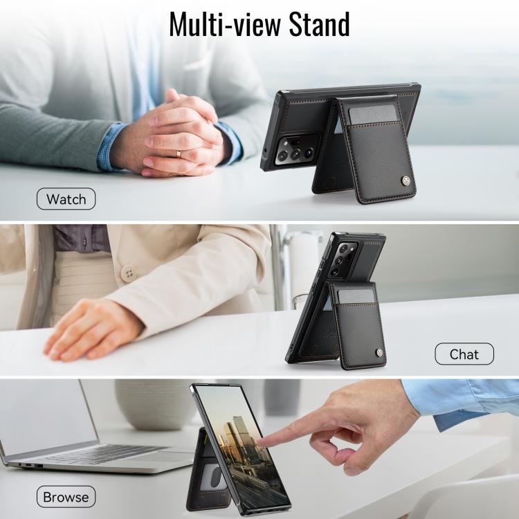 For Samsung Galaxy Note20 Ultra JEEHOOD J06 British Style RFID MagSafe Card Bag PU Phone Case(Black) - Galaxy Note20 Ultra Cases by JEEHOOD | Online Shopping UK | buy2fix