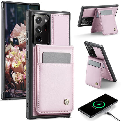 For Samsung Galaxy Note20 Ultra JEEHOOD J06 British Style RFID MagSafe Card Bag PU Phone Case(Pink) - Galaxy Note20 Ultra Cases by JEEHOOD | Online Shopping UK | buy2fix