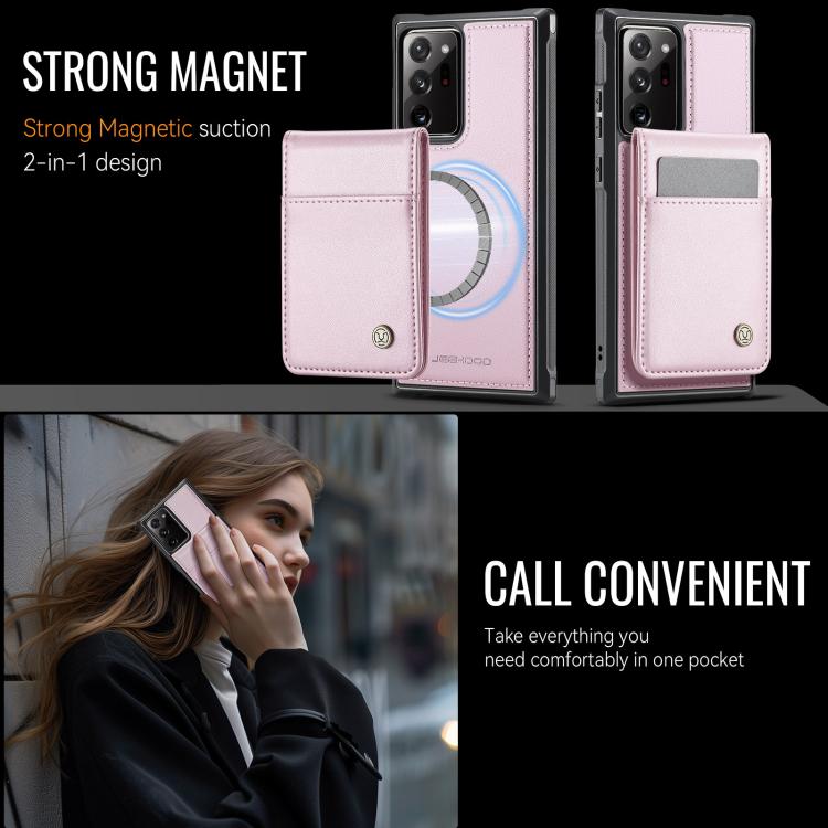 For Samsung Galaxy Note20 Ultra JEEHOOD J06 British Style RFID MagSafe Card Bag PU Phone Case(Pink) - Galaxy Note20 Ultra Cases by JEEHOOD | Online Shopping UK | buy2fix
