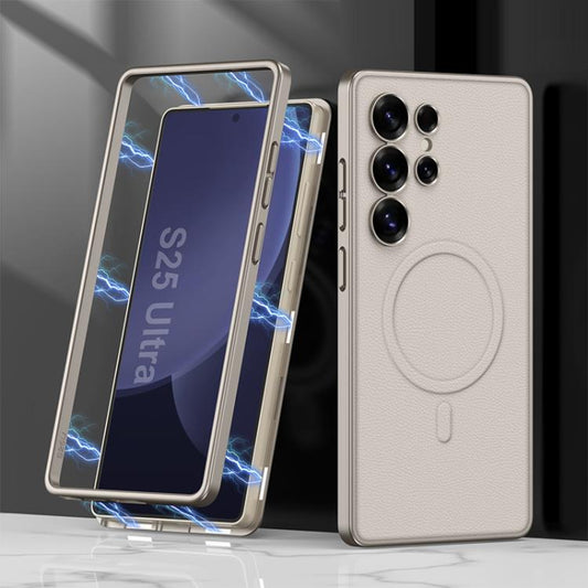 For Samsung Galaxy S25 Ultra 5G GKK Built-in MagSafe Leather Full Coverage Phone Case(Titanium Gray) - Galaxy S25 Ultra 5G Cases by GKK | Online Shopping UK | buy2fix