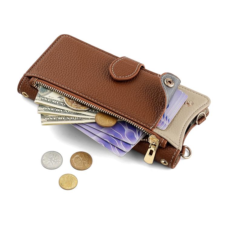 For iPhone 16 Pro Max Crossbody Chain Fishtail Litchi Leather Phone Case(Brown) - iPhone 16 Pro Max Cases by buy2fix | Online Shopping UK | buy2fix