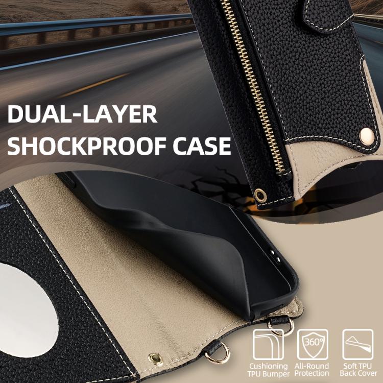 For iPhone 16 Pro Crossbody Chain Fishtail Litchi Leather Phone Case(Black) - iPhone 16 Pro Cases by buy2fix | Online Shopping UK | buy2fix