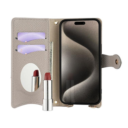 For iPhone 16 Pro Crossbody Chain Fishtail Litchi Leather Phone Case(Grey) - iPhone 16 Pro Cases by buy2fix | Online Shopping UK | buy2fix