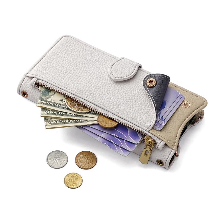 For iPhone 15 Pro Max Crossbody Chain Fishtail Litchi Leather Phone Case(White) - iPhone 15 Pro Max Cases by buy2fix | Online Shopping UK | buy2fix