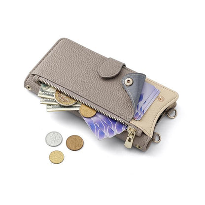 For iPhone 15 Pro Crossbody Chain Fishtail Litchi Leather Phone Case(Grey) - iPhone 15 Pro Cases by buy2fix | Online Shopping UK | buy2fix