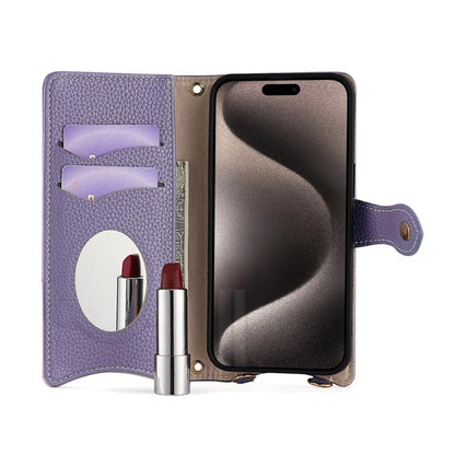 For iPhone 15 Plus Crossbody Chain Fishtail Litchi Leather Phone Case(Purple) - iPhone 15 Plus Cases by buy2fix | Online Shopping UK | buy2fix