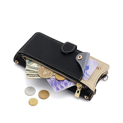 For iPhone 14 Pro Crossbody Chain Fishtail Litchi Leather Phone Case(Black) - iPhone 14 Pro Cases by buy2fix | Online Shopping UK | buy2fix