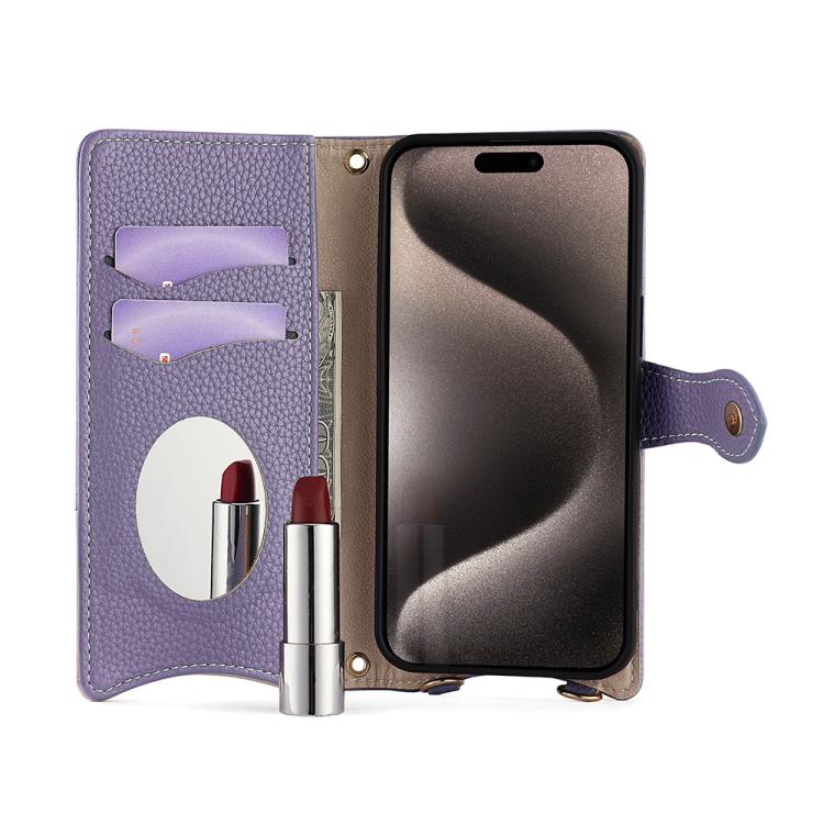 For iPhone 14 Pro Crossbody Chain Fishtail Litchi Leather Phone Case(Purple) - iPhone 14 Pro Cases by buy2fix | Online Shopping UK | buy2fix