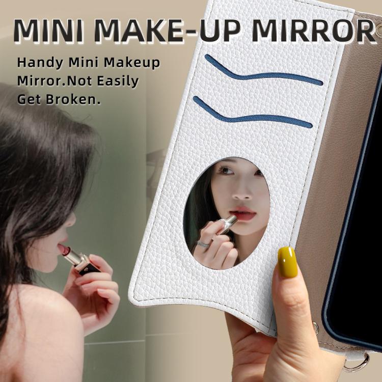 For iPhone 14 Pro Crossbody Chain Fishtail Litchi Leather Phone Case(White) - iPhone 14 Pro Cases by buy2fix | Online Shopping UK | buy2fix