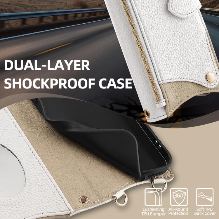 For iPhone 13 Pro Crossbody Chain Fishtail Litchi Leather Phone Case(White) - iPhone 13 Pro Cases by buy2fix | Online Shopping UK | buy2fix