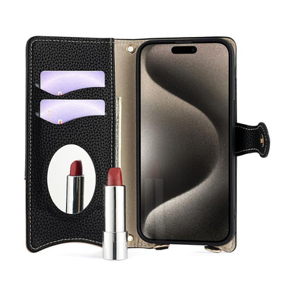 For iPhone 13 Crossbody Chain Fishtail Litchi Leather Phone Case(Black) - iPhone 13 Cases by buy2fix | Online Shopping UK | buy2fix