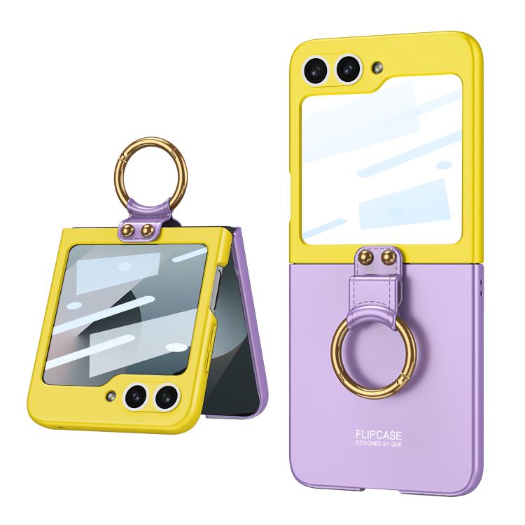 For Samsung Galaxy Z Flip6 / Flip7 FE GKK Integrated Ultra-thin Contrast Color Phone Case with Ring Holder(Purple) - Galaxy Z Flip6 5G Cases by GKK | Online Shopping UK | buy2fix