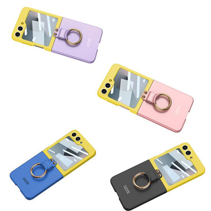 For Samsung Galaxy Z Flip6 / Flip7 FE GKK Integrated Ultra-thin Contrast Color Phone Case with Ring Holder(Pink) - Galaxy Z Flip6 5G Cases by GKK | Online Shopping UK | buy2fix