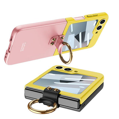 For Samsung Galaxy Z Flip6 / Flip7 FE GKK Integrated Ultra-thin Contrast Color Phone Case with Ring Holder(Pink) - Galaxy Z Flip6 5G Cases by GKK | Online Shopping UK | buy2fix