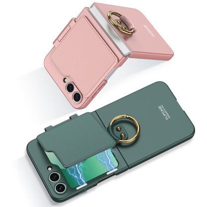 For Samsung Galaxy Z Flip6 / Flip7 FE GKK Ultra-thin Makeup Full Coverage Phone Case with Ring Holder(Black) - Galaxy Z Flip6 5G Cases by GKK | Online Shopping UK | buy2fix