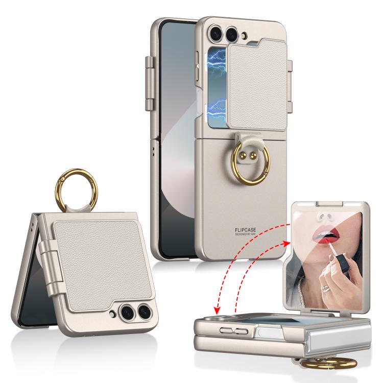 For Samsung Galaxy Z Flip6 / Flip7 FE GKK Ultra-thin Makeup Full Coverage Phone Case with Ring Holder(Titanium Grey) - Galaxy Z Flip6 5G Cases by GKK | Online Shopping UK | buy2fix