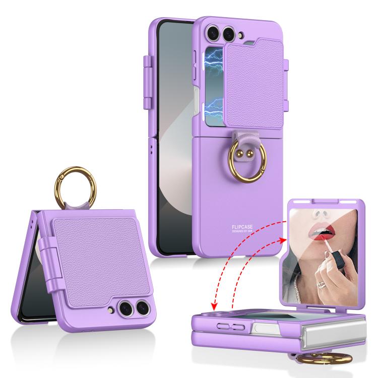 For Samsung Galaxy Z Flip6 / Flip7 FE GKK Ultra-thin Makeup Full Coverage Phone Case with Ring Holder(Purple) - Galaxy Z Flip6 5G Cases by GKK | Online Shopping UK | buy2fix