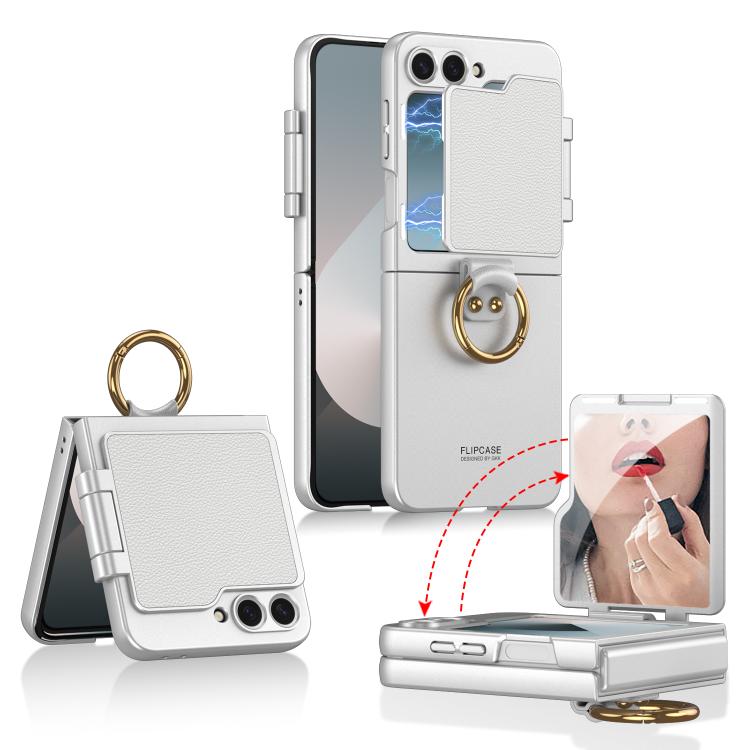 For Samsung Galaxy Z Flip6 / Flip7 FE GKK Ultra-thin Makeup Full Coverage Phone Case with Ring Holder(Silver) - Galaxy Z Flip6 5G Cases by GKK | Online Shopping UK | buy2fix