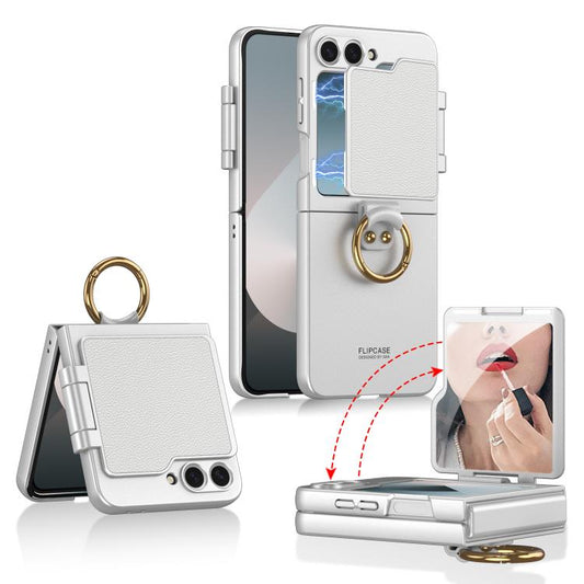 For Samsung Galaxy Z Flip6 / Flip7 FE GKK Ultra-thin Makeup Full Coverage Phone Case with Ring Holder(Silver) - Galaxy Z Flip6 5G Cases by GKK | Online Shopping UK | buy2fix