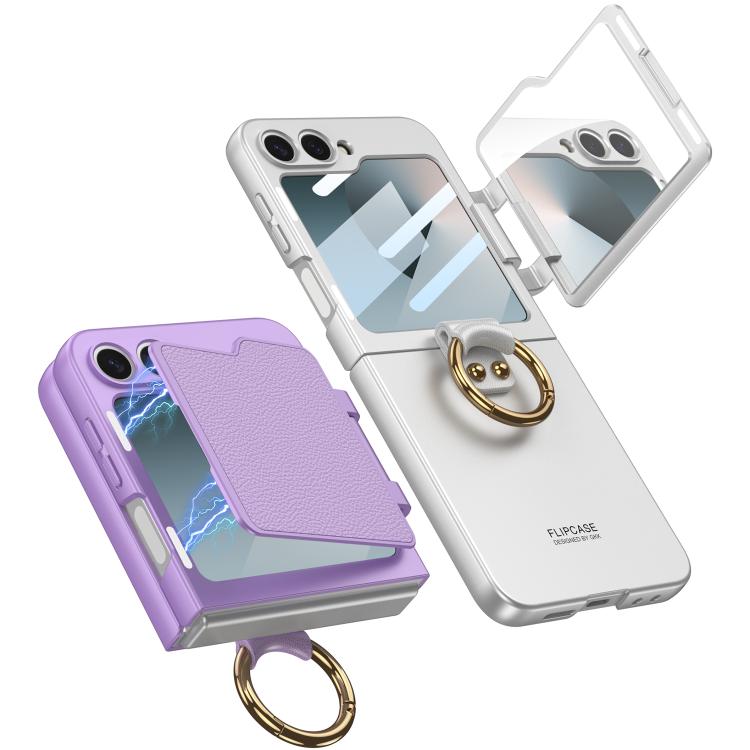 For Samsung Galaxy Z Flip6 / Flip7 FE GKK Ultra-thin Makeup Full Coverage Phone Case with Ring Holder(Silver) - Galaxy Z Flip6 5G Cases by GKK | Online Shopping UK | buy2fix