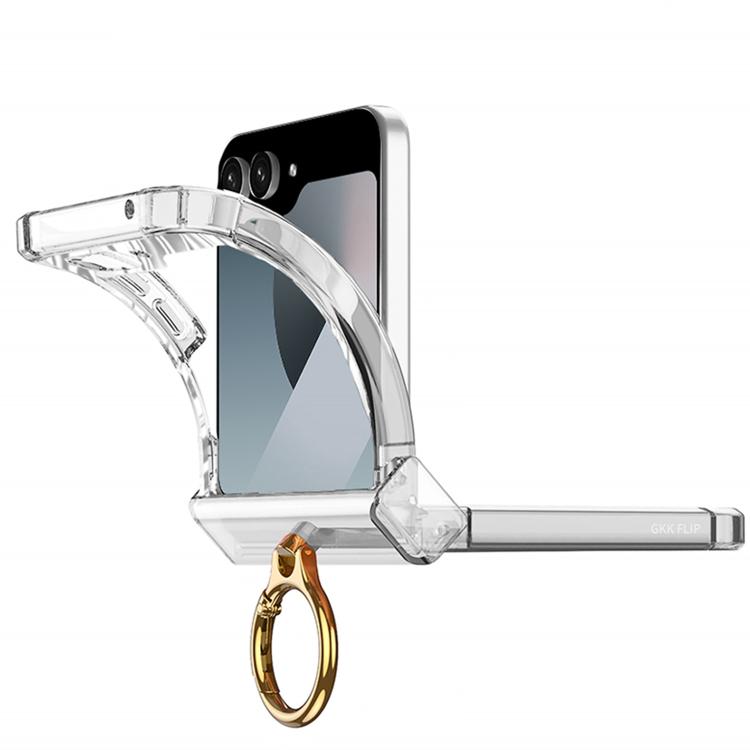 For Samsung Galaxy Z Flip6 Gkk Airbag Hinge Wavy Pattern Phone Case with Ring Holder(Black) - Galaxy Phone Cases by GKK | Online Shopping UK | buy2fix