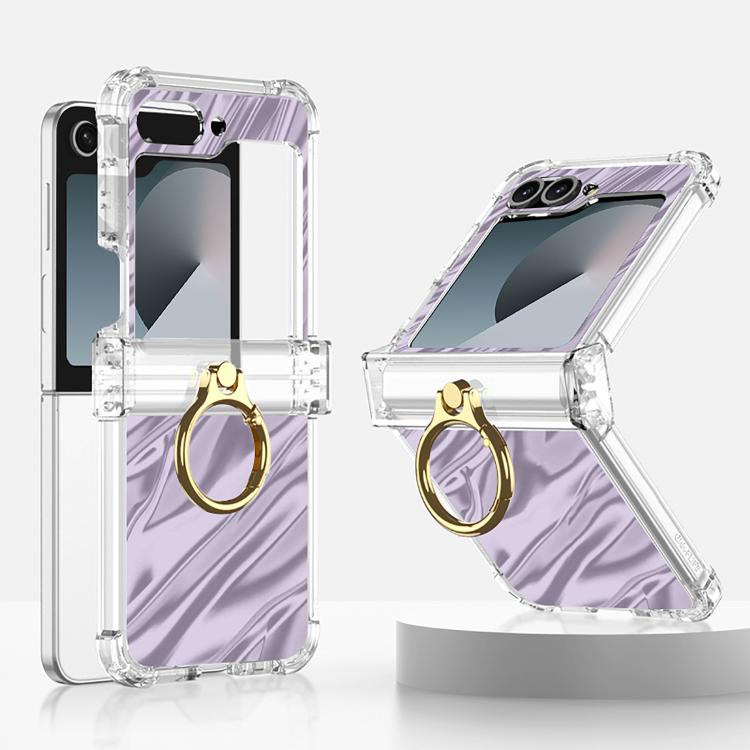 For Samsung Galaxy Z Flip6 Gkk Airbag Hinge Wavy Pattern Phone Case with Ring Holder(Purple) - Galaxy Phone Cases by GKK | Online Shopping UK | buy2fix