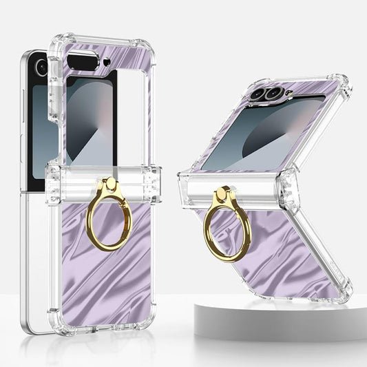 For Samsung Galaxy Z Flip6 Gkk Airbag Hinge Wavy Pattern Phone Case with Ring Holder(Purple) - Galaxy Phone Cases by GKK | Online Shopping UK | buy2fix